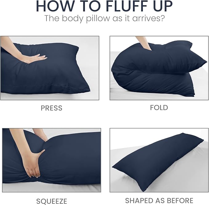 Utopia Bedding Full Body Pillow for Adults (Navy, 20 x 54 Inch), Long Pillow Insert for Sleeping, Ideal for Side Sleepers (Pack of 2)