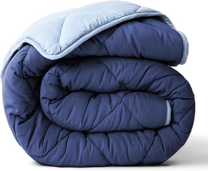 ViscoSoft Twin/Twin XL Reversible Comforter - Duvet Insert -Light/Dark Blue | All Season Cooling Lightweight Reversible Quilted Blanket - OEKO-TEX Certified - Down Alternative - Cloud-Soft