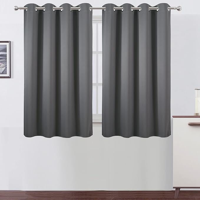 Frost Grey Blackout Curtains/52 x 45 Inch Length Kids Curtains/Set of 2 Panels Grommet Bedroom Curtains for Living Room