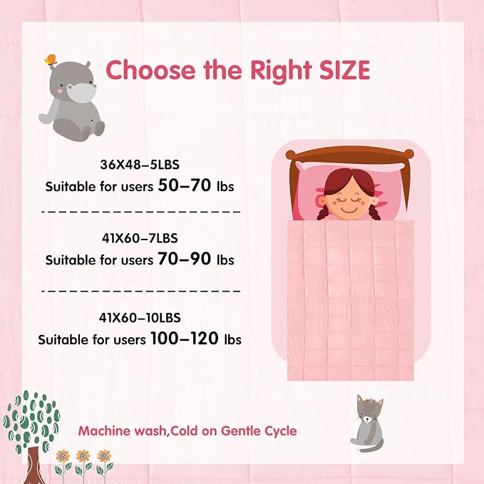 yescool Weighted Blanket (5 lbs, 36" x 48", Pink) Cooling Heavy Blanket, Perfect for 40-60 lbs, Breathable Throw Blanket Gifts with Premium Glass Bead, Machine Washable