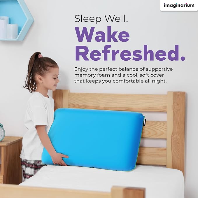Imaginarium Memory Foam Pillow for Bed - 16" x 24" Standard – Fun Decorative Colorful Pillow for Sleeping - Back, Stomach & Side Sleepers – Includes Cooling Cover (Cosmic Blue)