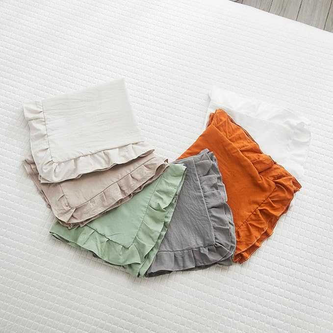Sage Green Body Pillow Cover 20x54inches Long Pillowcase Ruffled Pillowcases Shabby Chic Ruffled Fringe Decor Body Ruffled Pillow Sham Cute Pillowcase (1 Body, Sea Green)