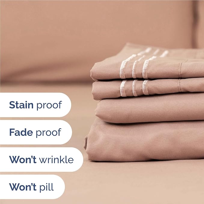 Full Size 4 Piece Sheet Set - Comfy Breathable & Cooling Sheets - Mauve | Hotel Luxury Bed Sheets for Women & Men, Deep Pockets, Easy-Fit, Extra Soft and Wrinkle Free Sheets, Oeko-Tex Bed Sheet Set