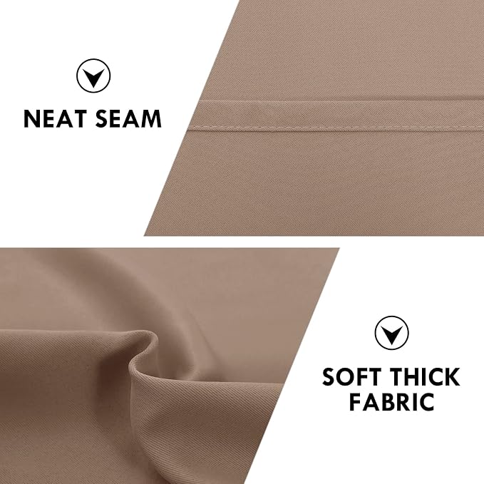 DWCN Blackout Curtains for Bedroom Living Room 42 x 63 Inch Long Khaki | 2 Panels Set, Room Darkening, Thermal Insulated, Light Blocking, Rod Pocket Drapes, Noise Reducing Window Treatments