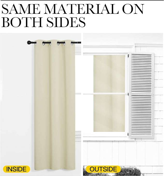 NICETOWN Room Darkening Short Curtain Panels for Small Window, Beige, 2 Panels, W29 x L40 -Inch, Thermal Insulated Grommet Room Darkening Draperies/Drapes for Window | Thermal Insulated Grommet Draperies Drapes for Cafe Kitchen Small Window Treatment, ...