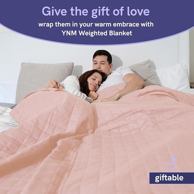 YnM Cotton King Size Weighted Blanket for Adults (88x104 Inches, 20 Pounds, Dark Grey), Smallest Compartments with Cooling Glass Beads,Heavy Blanket for Two Persons of 90~160lbs on Queen or King Bed