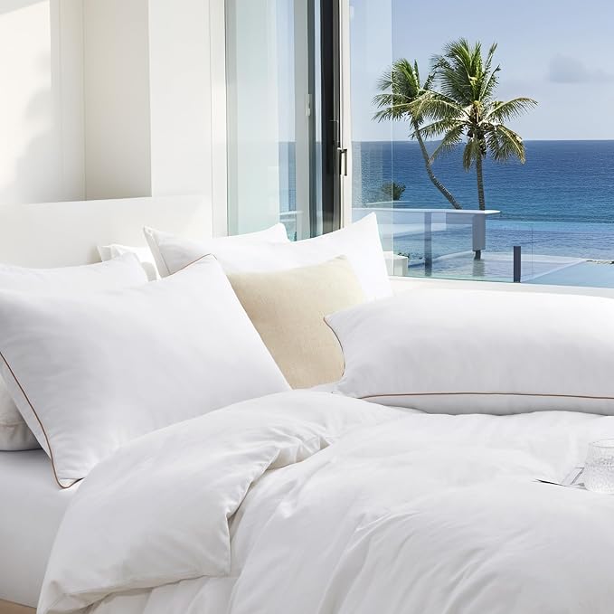 puredown® Goose Feathers and Down Pillows, Premium Luxury Pillows with 100% Cotton Cover, 2 Pack, King Size, 20x36 Inches