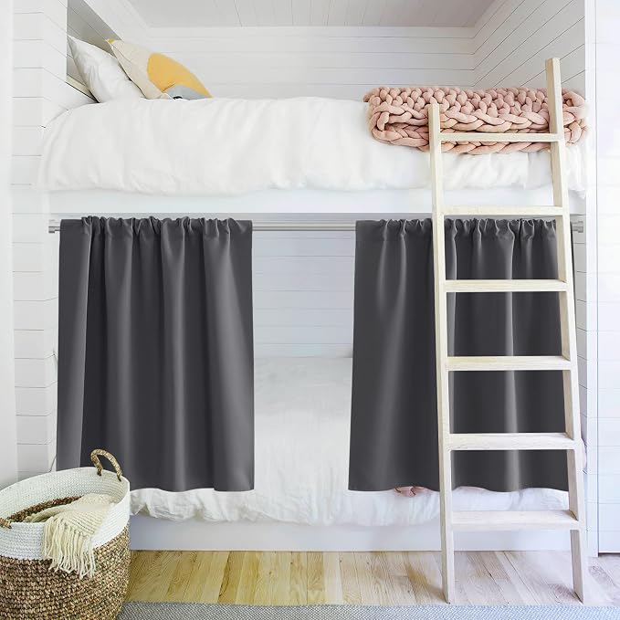 PONY DANCE Grey Short Window Curtains for Kitchen 36 inch Long, 2 Panels Set Half Window Drapes for Bedroom Basement, Blackout Small Curtains for Travel Trailers, Width 42 x Length 36 inches
