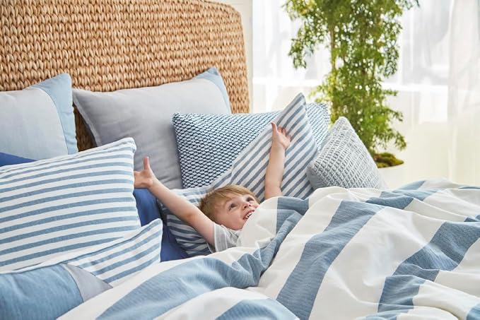 Nautica - Twin Duvet Cover Set, Cotton Reversible Bedding with Matching Sham, Mediterranean Inspired Bedding Set for All Seasons (Fairwater Blue, Twin) (Pack of 2)