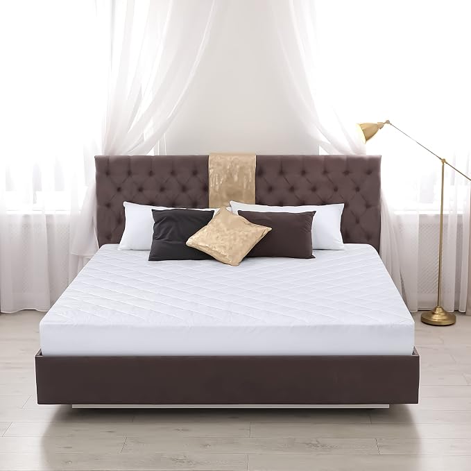 Quilted Fitted Mattress Pad, Twin Mattress Protector Topper with Deep Pocket Stretches up to 16 Inches, Machine Washable Mattress Cover by Utopia Bedding (White) | Soft Breathable Fitted Mattress Cover, Noiseless, Deep Pockets & Machine Washable for Ho...