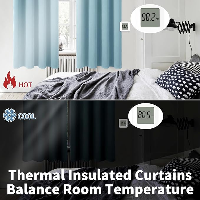 BGment Room Darkening Curtains 84 Inches Long - Grommet Thermal Insulated Drapes Window Treatment Curtains for Bedroom, 2 Panels, 52 x 84 Inch, Greyish Blue | Grommet Top, Light-Blocking, Sunblock, Thermal Insulated, Window Drapes for Living Room Bedro...