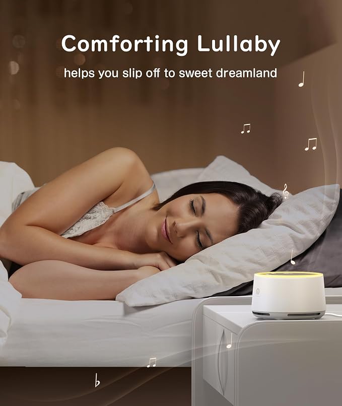 Dreamegg D1 Sound Machine Baby - White Noise Machine for Baby with Night Light, 24 High Fidelity Sounds, Timer & Memory Feature, Noise Machine with Nursery Lamps for Adults, Home, Office (White)