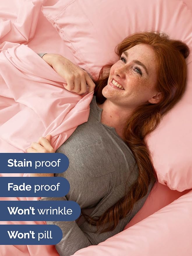 Extra Deep Queen Sheet Set - 4 Piece Breathable Cooling Sheets - Baby Pink | Easily Fits 18 to 24 inch Mattress - Ultra Soft, Wrinkle & Fade Free with Extra Deep Pockets - Comfy Hotel Luxury Bedding