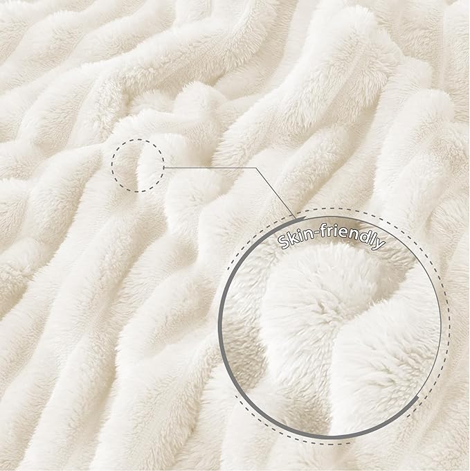 Exclusivo Mezcla Striped King Size Fleece Blanket for Bed, Couch, 90"x104" | Soft Breathable Cozy Bed Blankets, Lightweight Plush Fluffy Fuzzy Jacquard Decorative Blankets