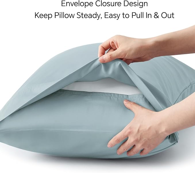 BEDELITE King Pillow Cases Set of 2, Rayon Derived from Bamboo, Haze Blue | Cooling and Breathable Pillow Cover for Hot Sleepers & Night Sweats, Silky Soft Cozy, Envelope Closure, 20x36 Inches
