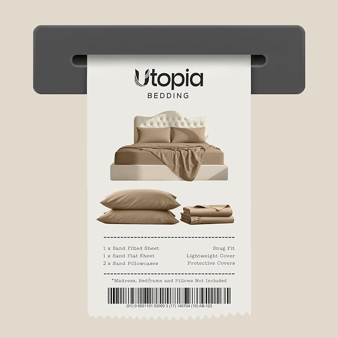 California King Sheets Set, 4 Pieces 16" Deep Pocket Bed Sheets, Sand | Extra Soft Bedsheet Set, Comfy & Breathable Cooling Sheets, Wrinkle & Fade Resistant, Fitted Sheet, Flat Sheet, 2 Pillowcases