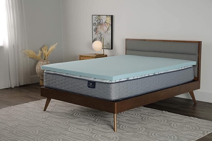 Serta ThermaGel 2-Inch Gel Memory Foam Mattress Topper, King | 2 inch king gel memory foam mattress topper, ThermaGel cooling, pressure relief, CertiPUR-US, made in USA