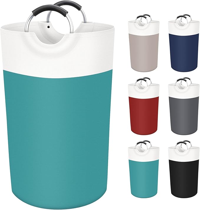 BlissTotes 90L Laundry Basket, Freestanding Collapsible Hamper, Green | Collapsible Dirty Clothes Hamper, Foldable Laundry Bag for Dorm, Waterproof Fabric, Padded Aluminum Handles
