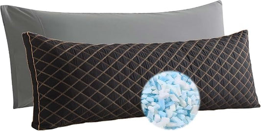 WhatsBedding Memory Foam Body Pillow with Cover, Long Bed Pillow for Adults | Breathable Removable Pillowcase, Skin-friendly, Medium-firm for Side Sleepers, Large Size Fits All
