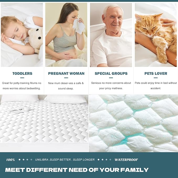 UNILIBRA Cal King Mattress Protector Waterproof, Deep Pocket Mattress Pad Cover Up to 18 Inches, Quilted Fitted Hollow Cotton Filling Breathable Mattress Topper