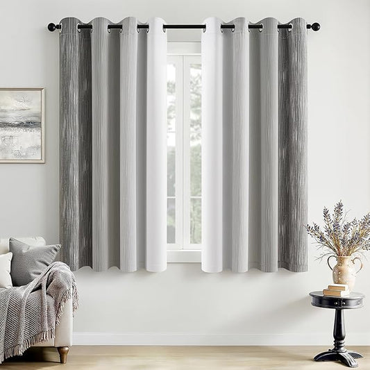 MIULEE Grey and Greyish White Ombre Blackout Curtains 52Wx54L Set of 2 | Full Room Darkening,Thermal Insulated,54 Inch Long,Grommet Drapes for Bedroom/Living Room,Modern Window Treatments