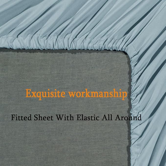 SONORO KATE Bed Sheet Set Super Soft Microfiber 1800 Series Luxury Egyptian Sheets Fit 18-24 Inch Deep Pocket Mattress Wrinkle-6 Piece (Spa Blue, Twin)