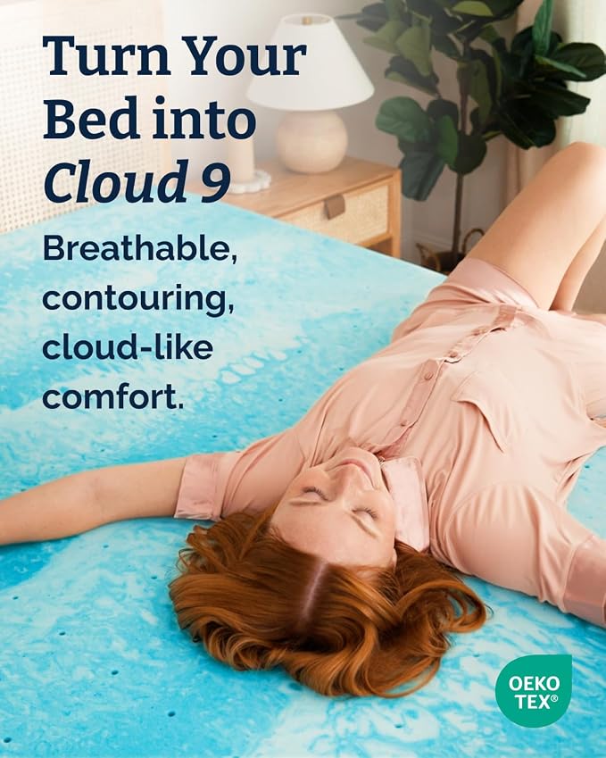 3 Inch Queen Memory Foam Mattress Topper - Cooling Gel Mattress Pad | Cooling Gel Infused Bed Topper, Soft Ventilated Mattress Pad for Pressure Relief & Pain-Free Sleep, CertiPUR-US & Oeko-TEX