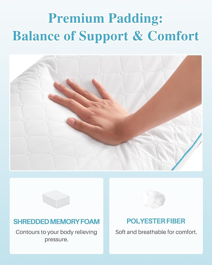 YZ HOME Long Body Pillow for Adults - Firm Body Pillow Insert | Body Pillow Insert with Shredded Memory Foam,Adjustable Height,Soft Support for Side Sleeper,Washable (White, 20x54'')