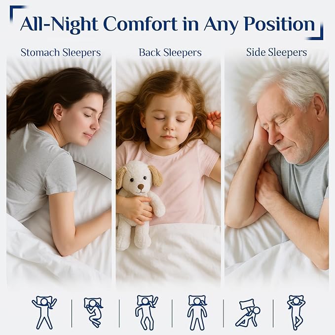 JOLLYVOGUE Soft Pillows Queen Size Set of 2, Cooling and Firm Pillows with Oeko-Tex Certified Down Alternative Filling for Side, Back, and Stomach Sleepers, Hotel Collection