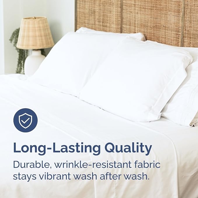 Cal King Flat Sheet - Single Top Flat Sheet Only - Soft & Cooling - White | Hotel Luxury Top Flat Sheet Only, Ultra-Soft, Breathable & Cooling, Fade & Wrinkle Free, Easy-Care, Stain & Shrink Resistant