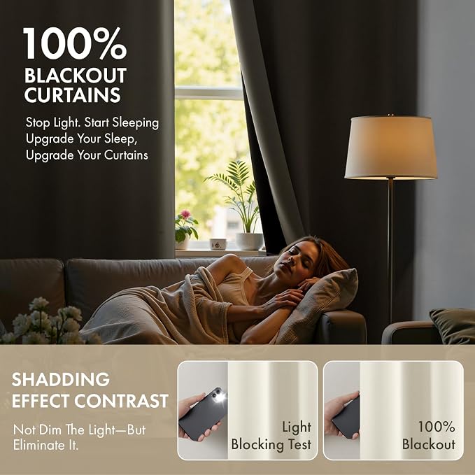 MIULEE Beige White 100% Blackout Short Curtains for Bedroom 40x45 Inch Long | 2 Thick Layers Thermal Insulated Short Curtains with Black Liner, Noise Reducing Grommet, Drapes for Living Room, 2 Panels