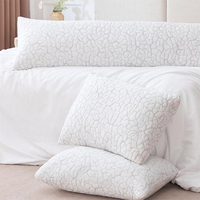 Cooling Pillows King Size Set of 2, Shredded Memory Foam | Adjustable for Hot Sleepers, Cold Pillows, Firm Bed Pillows, Side Back Stomach Sleeping, Removable Washable Cover