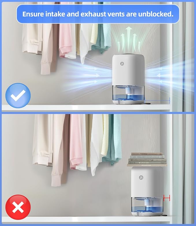 35 OZ Dehumidifier for Bedroom RV, Quiet with Auto Shut Off, Gold | 280 Sq.Ft Small Dehumidifiers for Home Bathroom Closet, 7 Color Light, 28dB Ultra Quiet, 35OZ Water Tank