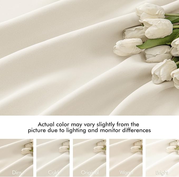 MIULEE Beige White Back Tab Blackout Curtains 52x108 Inch Long 2 Panels Set | Rod Pocket Pinch Pleated, Thermal Insulated, Bedroom Living Room Darkening Privacy Drapes, Extra Long Light Blocking Curtains