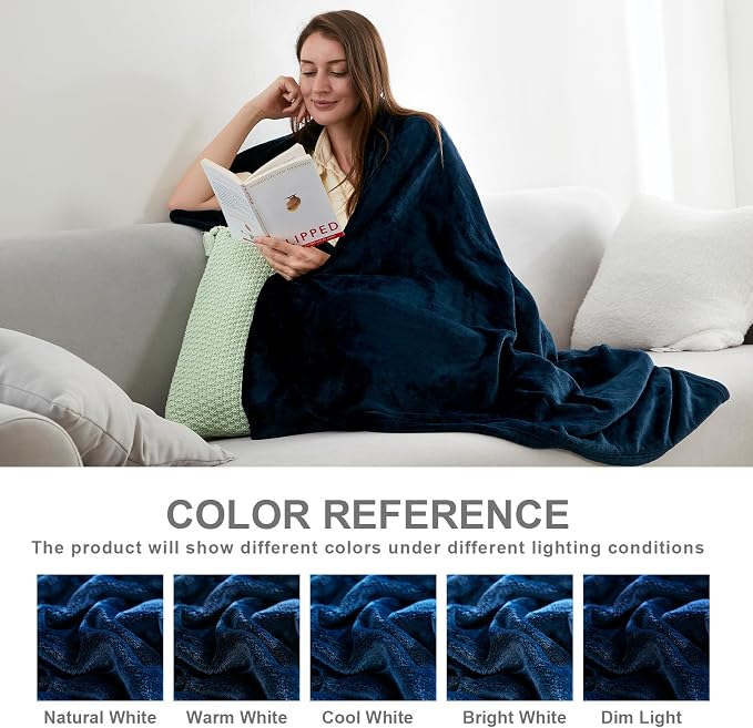 Hansleep King Navy Blue Fleece Blanket, Soft Flannel Bed Blanket | Fuzzy Cozy Blanket 90x108 Inches, Multi-use for Bed, Sofa, Couch, Travel, Camping, All Season Warm Lightweight Cover