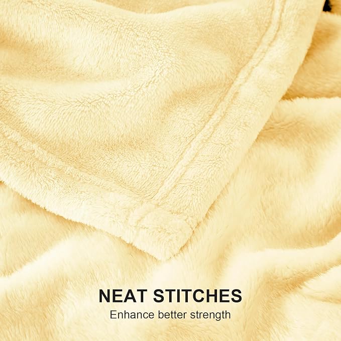 Hansleep King Bright Yellow Fleece Blanket, Soft Flannel Bed Blanket | Fuzzy Cozy Blanket 90x108 Inches, Multi-use for Bed, Sofa, Couch, Travel, Camping, All Season Warm Lightweight Cover