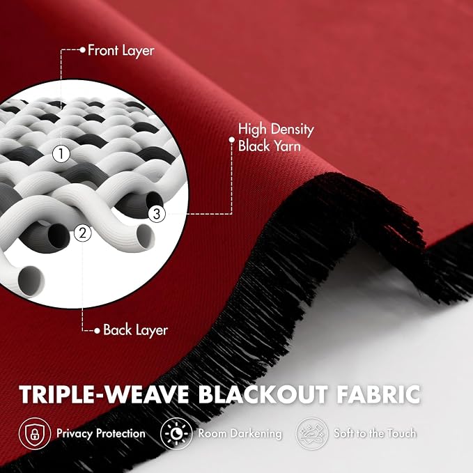 MIULEE 84 Inch Length Christmas Red Blackout Bedroom Curtains Set of 4 | Thermal Curtains for Summer Heat, Light Blocking Privacy Bedroom Window Drapes, Top&Bottom Rod Pocket, Living Room