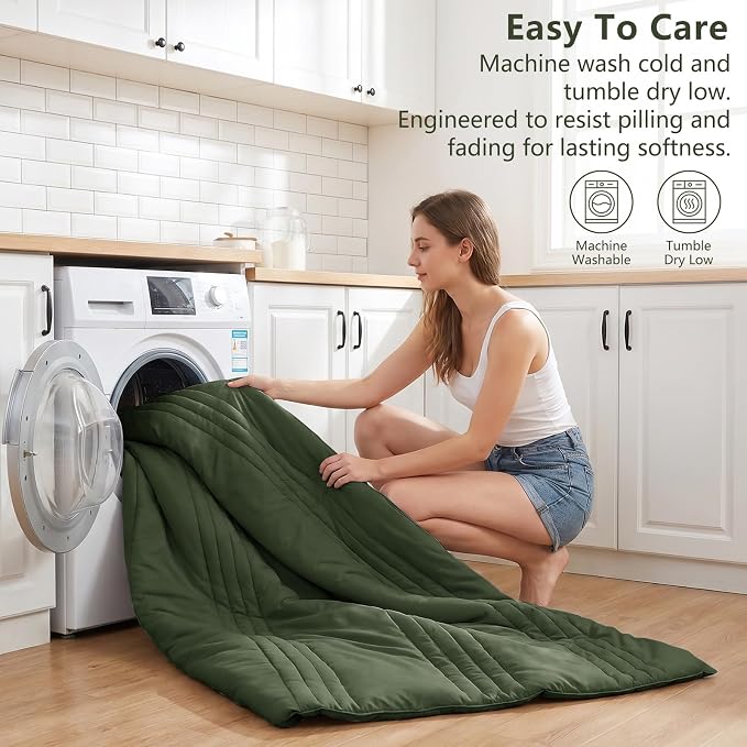 Full Size Comforter Sets Olive Green- 7 Pieces Bed in a Bag | OEKO-TEX Certified, 240GSM Down-Alternative Comforter, 14" Deep-Pocket Sheets, Shams & Pillowcases, Lightweight