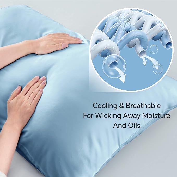 BEDELITE Body Pillow Pillowcase, Rayon from Bamboo, Blue, 20"x54" | Cooling and Breathable Body Pillow Cover for Hot Sleepers & Night Sweats, Silky Soft Full Long Pillow Case, Envelope Closure