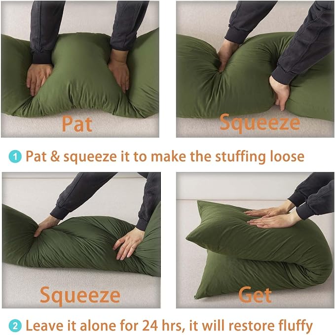 WhatsBedding Memory Foam Body Pillow with Cover, Long Bed Pillow for Adults | Breathable Zippered Cotton Cover,Long Pillow for Sleeping, Firm Pillow Fluffy Supportive for Side Sleepers