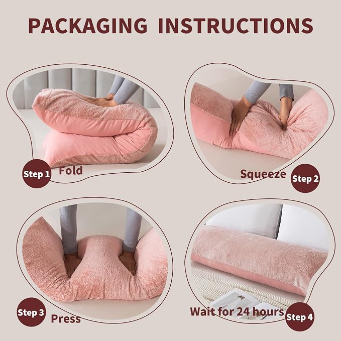 WhatsBedding Memory Foam Body Pillow with Cover, Long Bed Pillow for Adults | Removable Plush Fuzzy Envelope Closure, Firm Support for Side Sleepers, Reading & naps, Large Size Fits All, Relieves Pain