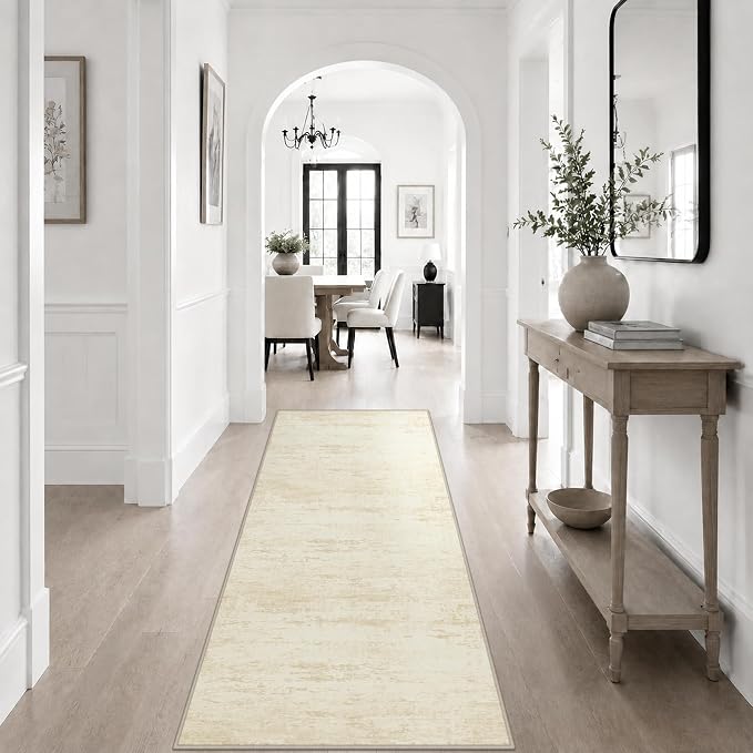2x6 Washable Runner Rug：Modern Abstract Kitchen Soft Carpet Beige | For Hallway, Bedroom, Kitchen, Laundry, Bathroom,Door Mat,Modern Abstract,Machine washable,Non-Slip,Stain Resistant,Indoor