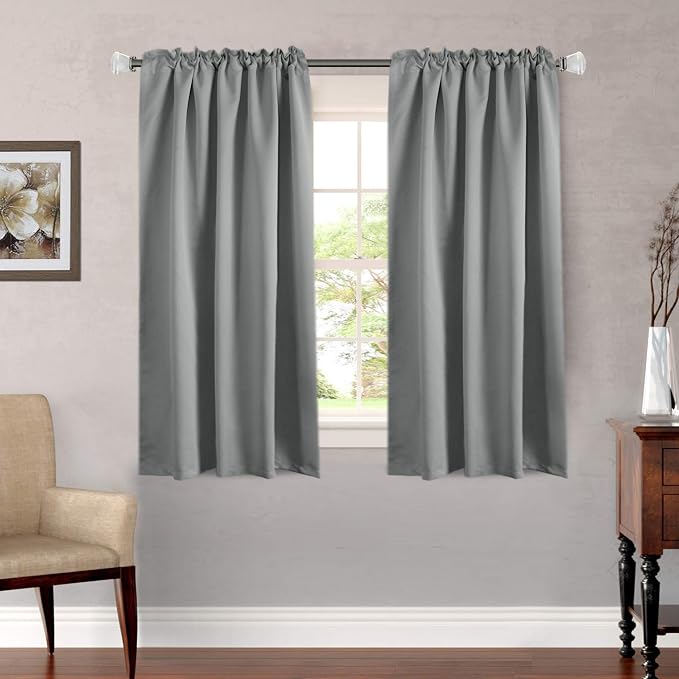 H.VERSAILTEX Blackout Curtains Thermal Insulated Window Treatment Panels Room Darkening Blackout Drapes for Living Room Back Tab/Rod Pocket Bedroom Draperies, 52 x 54 Inch, Grey, 2 Panels
