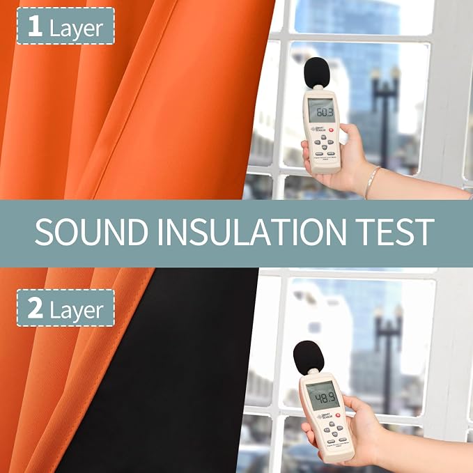 BGment Burnt Orange Blackout Curtains for Bedroom 63 Inch Length 2 Panels | Thermal Insulated, Full Room Darkening Noise Canceling, Living Room Curtains with Rod Pocket, 42 x 63 Inch