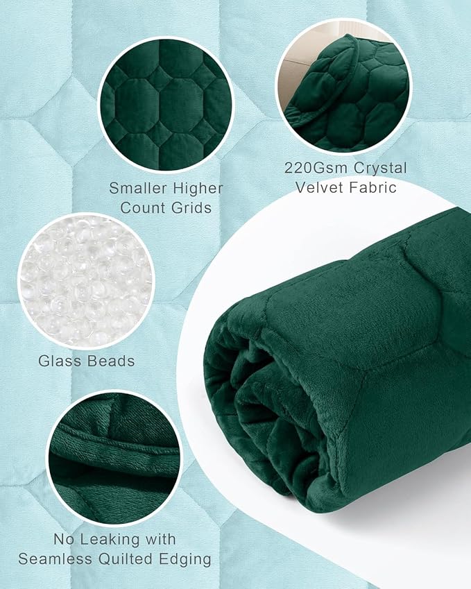 Cottonblue Small Weighted Lap Blanket 5lbs for Adults Teens 29"x33", Green | Luxury Crystal Velvet Weighted Blanket Pad, Washable Portable Travel Blankets for Sleeping Relaxation All Season, Washable