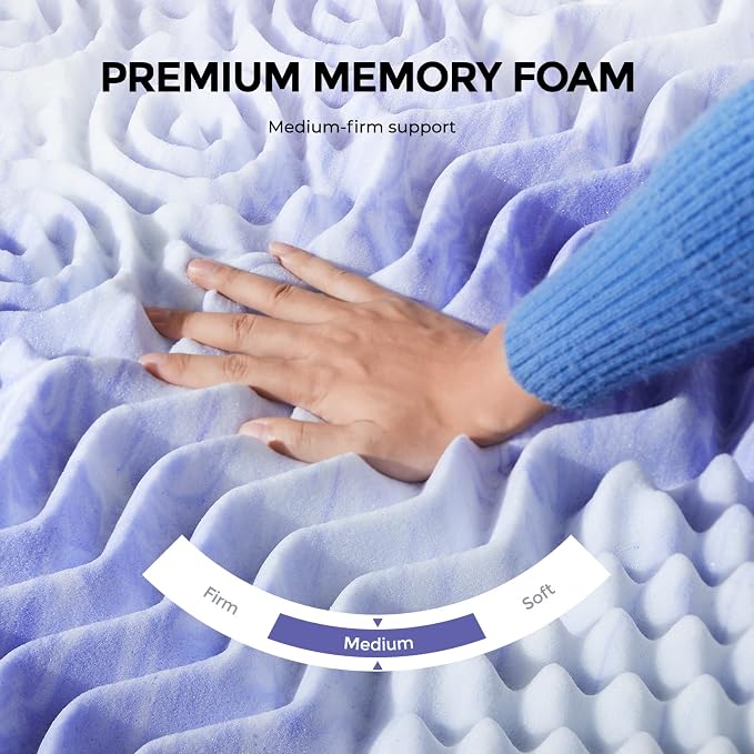 Dreamsmith Queen Mattress Topper, 4 Inch 7-Zone Memory Foam Mattress Topper, Gel Infused Foam Mattress Topper for Pressure Relief, Made with CertiPUR-US® Certified Foam, Oeko-Tex Certified