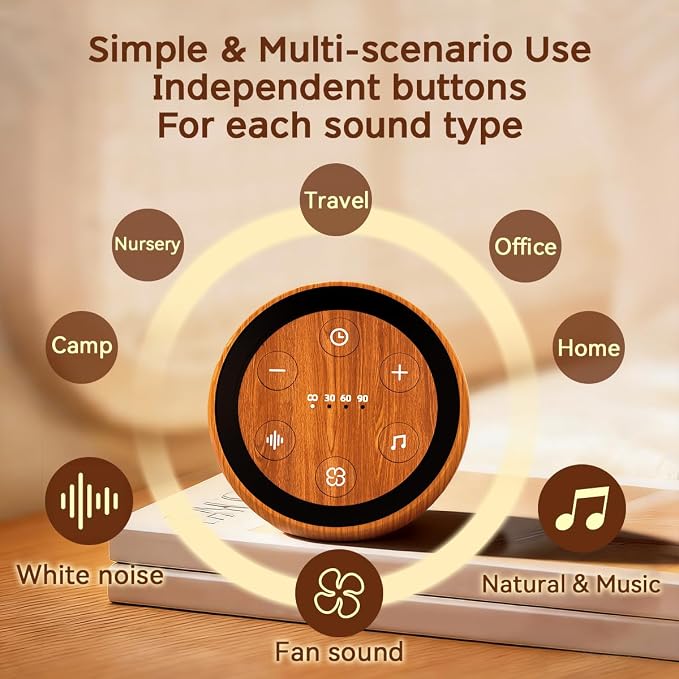 Portable Sound Machine White Noise Machine for Baby Kids Adults Sleeping with 32 Soothing Sounds 32 Volume Levels Brown Noise Machine with 4 Timer Memory Funtion for Travel Office Privacy