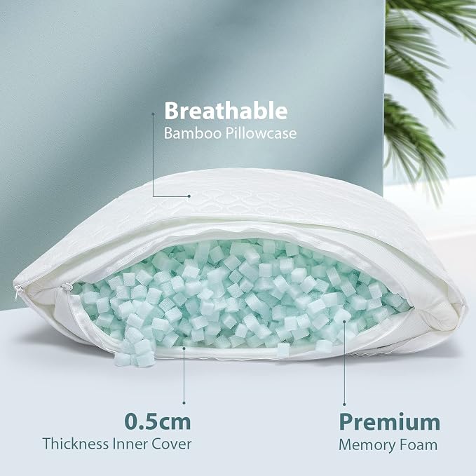 Firm Memory Foam Body Pillow for Adults, Cooling & Adjustable Full Body Pillow with Dual Pillowcases for Side Sleepers and Hot Sleepers, 20x54 Long Pillow for Bed