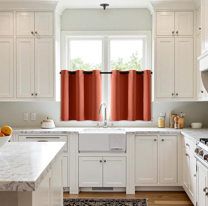 MIULEE Fall Blackout Curtains for Bedroom 2 Panel 40"x36" Long Burnt Orange | Thermal Insulated, Living Room Darkening Grommet Drapes, Noise Reducing, Light Blocking Window Treatments