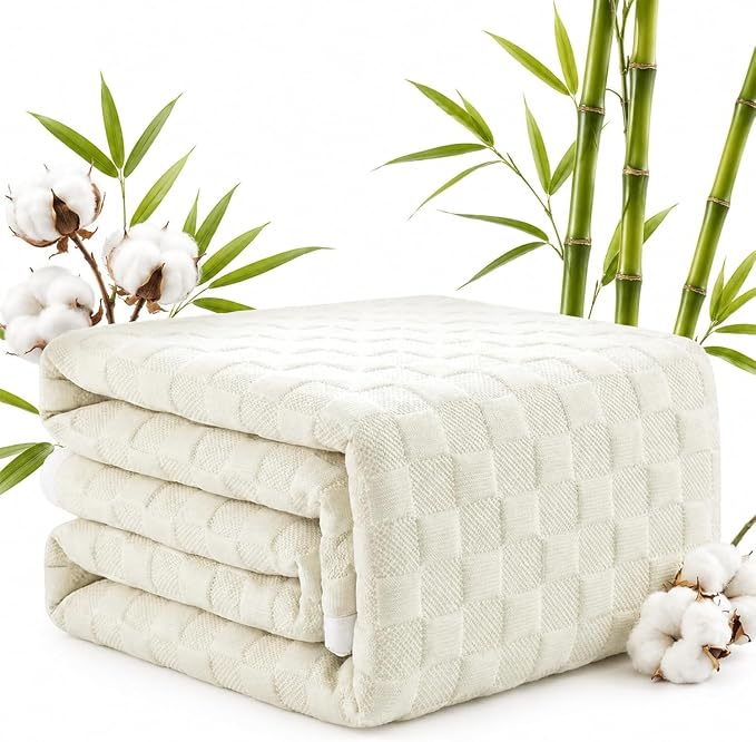 Waterproof Mattress Protector King, Organic Cotton, White | Organic Cotton 250GSM 3D Waffle, Noiseless TPU Waterproof, Deep Pocket 8-18" Fit, OCS & OEKO-TEX Certified, Washable